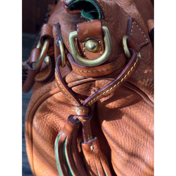 Dooney & Bourke Natural Brown Florentine Leather Satchel Top Handle Bag Purse - Picture 12 of 16